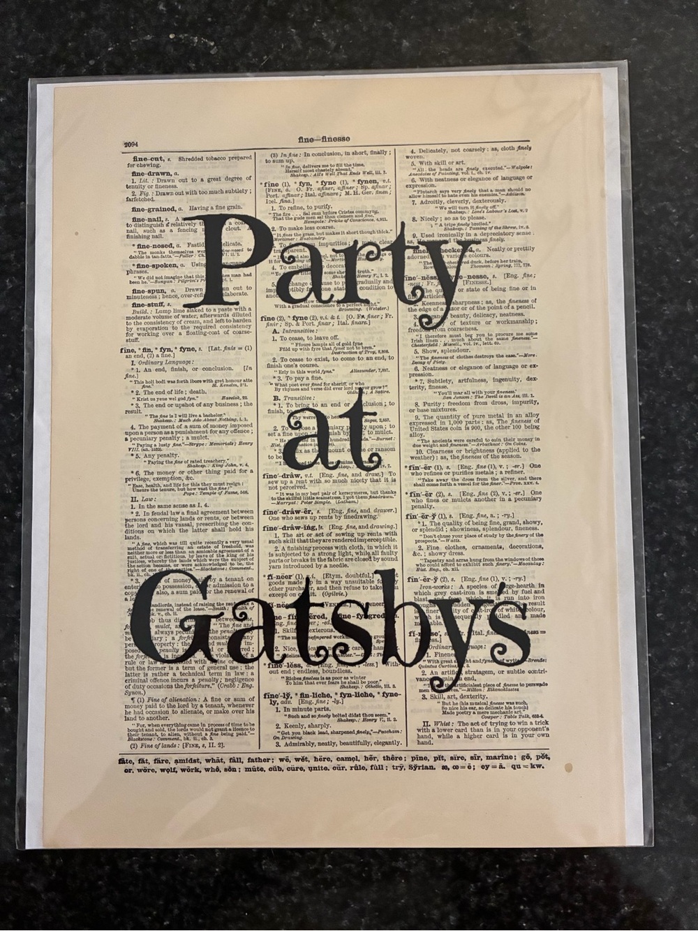 Party At Gatsby’s Dictionary Page Art - New - ReImagination Prints - Jazz Age
